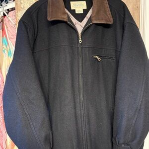 St. John's Bay Vintage Wool 90’s/Y2K Black Jacket XL with Quilted Lining